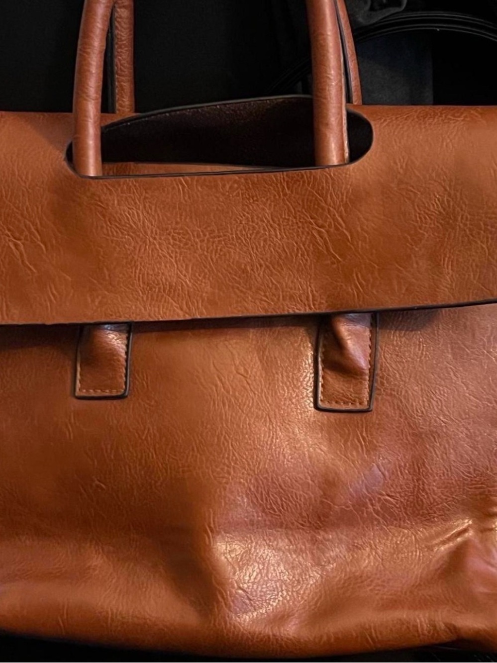 Men's Tan Leather Briefcase Tote - Structured Work Bag